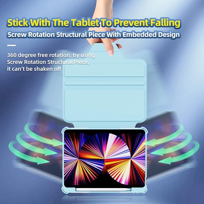 Rotating Case for iPad Pro 11" 4th/3rd/2nd Gen, iPad Pro 11 Smart Cover with Pencil Holder, Techcircle Hybrid TPU+PC Magnetic Cover Soft Bumper Slim Fit Folio Shockproof Protective Case-Light Gray