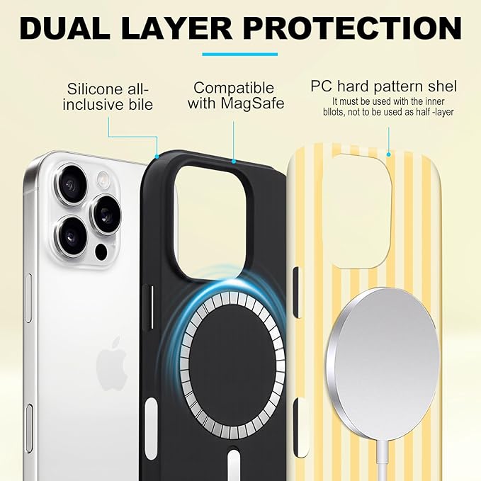 Magnetic for iPhone 12 Pro Max Case Cute Stripes Phone Case, Shockproof Slim TPU and Hard PC Protective Phone Cover Compatible with MagSafe Designed for Women Girls, Pink and White