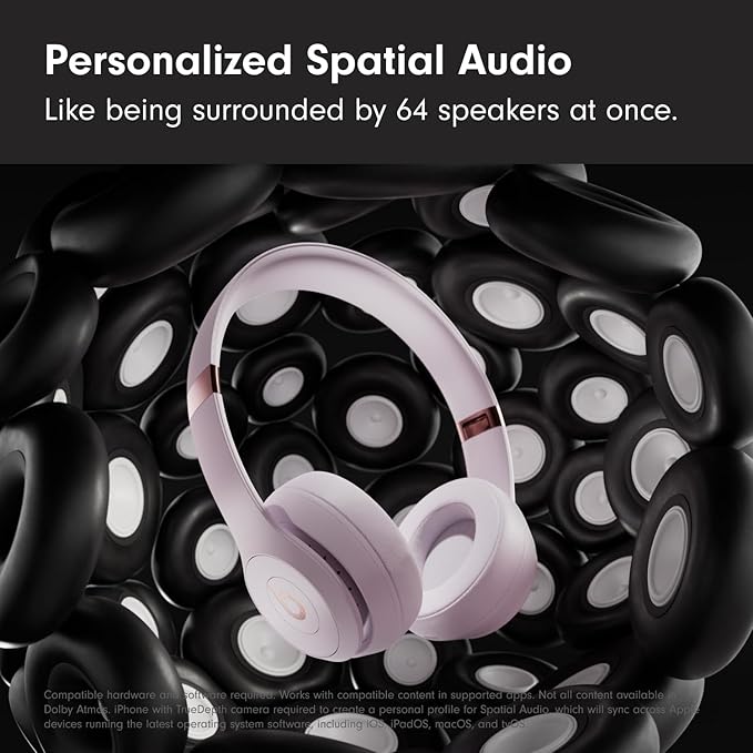 Beats Solo 4 - Wireless On-Ear Bluetooth Headphones, Up to 50-Hour Battery Life, Ultra-Lightweight Comfort, Powerful and Balanced Sound, Apple & Android Compatible - Cloud Pink
