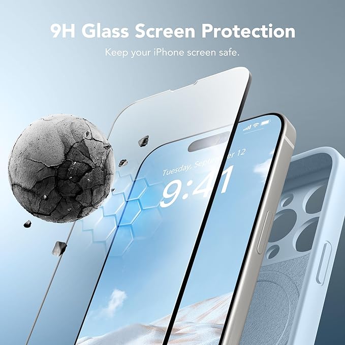Magnetic for iPhone 13 Pro Case, Compatible with MagSafe, [Full Camera Protection][Screen Protector] Silicone Shockproof Protective Phone Case for iPhone 13 Pro 6.1", Light Blue