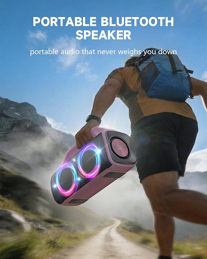 IPX67 Waterproof Bluetooth Speaker:80W(Peak) Loud Outdoor Portable Wireless Party Speakers with LED Lights,20H Playtime,Bluetooth 5.3,Deep Bass & TWS for Pool,Beach