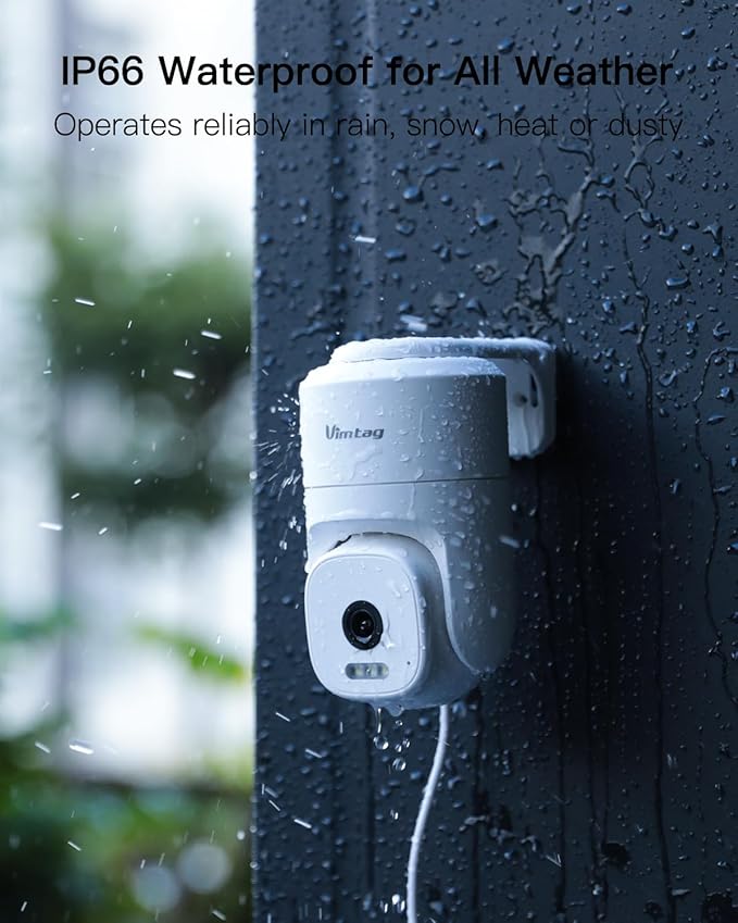 VIMTAG 2.5K 4MP Outdoor Security Camera, Pan/Tilt WiFi Home CCTV Camera, 360° View & Motion Tracking, Color Night Vision, 2-Way Audio, AI Detection Alarm, IP66, Cloud & SD Card Storage, Works w/Alexa