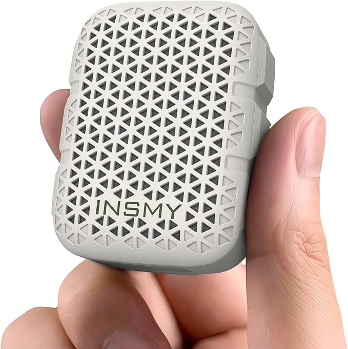 INSMY Wearable Bluetooth Speakers,IP67 Waterproof,Clip-On Portable Small Personal Speaker/Clean Sound/Stereo Pair/Wireless/ENC Built-in Mic/Lightweight for Golf Work Pool Gift(Non-Magnetic) (White)