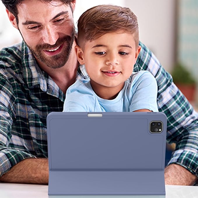 ZryXal iPad Pro 11 Inch Case (M5) 2025/ (M4) 2024 (Model: A2836/A2837/A3006), Trifold Stand Smart Cover with Pencil Holder and Soft TPU Back, Auto Wake/Sleep (Lavender)