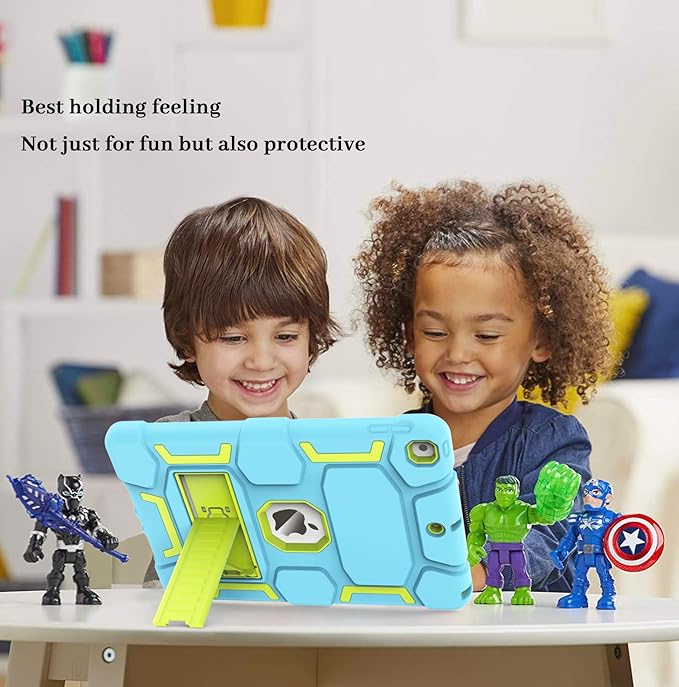 CCMAO for iPad 9th/8th/7th Generation 10.2 Inch Case 2021/2020/2019, with Kickstand, Heavy Duty Shockproof Hybrid Three Layer Protective Cover,Blue+Yellow