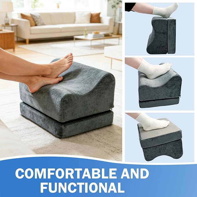 Foot Rest Placed Under The Desk, Adjustable-Height Footstool that Supports The Feet and Lifts The Legs, Thereby Relieving Physical Fatigue, The Bottom is Anti-Slip and Does Not Easily Move