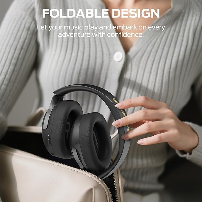 Monster Persona 5th Hybrid Active Noise Cancelling Headphones, Wireless Over-Ear Headphones with Deep Bass Sound, Bluetooth 6.0, 70H Playtime, Foldable Comfort Headphone for Travel/Work/Home