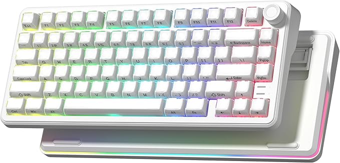 L75 Wireless Mechanical Keyboard with Knob, 75% Hot Swappable Custom Gaming Keyboard Gasket Structure with RGB Backlit, Pre-lubed Switches, Crystal Jelly PBT Keycaps, 2.4GHz/USB-C/BT5.0 Mode