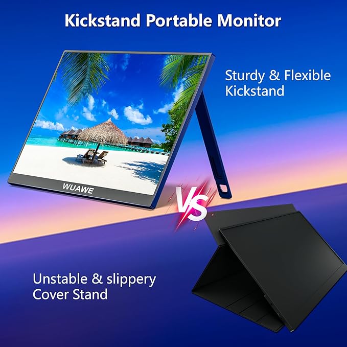 WUAWE 16 Inch Portable Gaming Monitor 1920x1200P FHD | 60hz Refresh Rate & HDR for PS5/Switch | Ultra-Thin 0.3" Built-in Speakers, Eye Care | Plug&Play for Laptop/Mac/Phone | Student Gift(Blue)