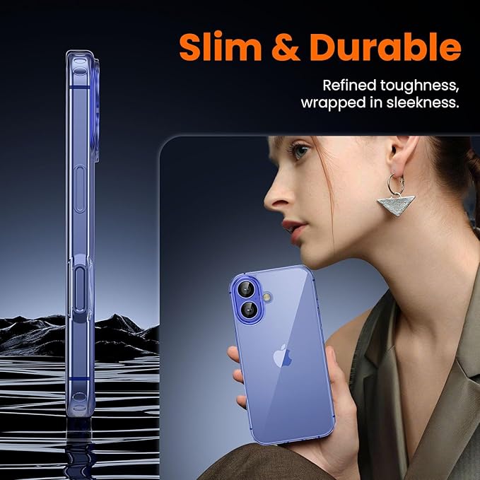 toushion 3 in 1 for iPhone 16 Case Clear,[Yellowing-Resistant Acrylic Back] Screen Protector *1 & Camera Lens Protector*1, Shockproof for iPhone 16 Phone Case 6.1 inch Clear