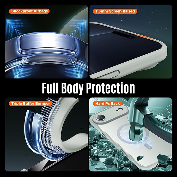 Symcele Designed for iPhone Air Case, Compatible with MagSafe, [Camera Protection] [15FT Military Drop Protection] Shockproof Translucent Matte Anti-Slip Thin Slim Phone Case, 6.5", Calke Green