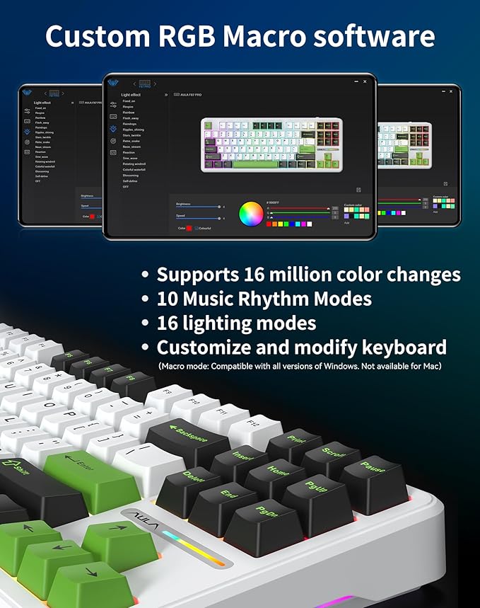 Aula F87 Pro Wireless Mechanical Keyboard, 87-Key TKL Tri-Mode (BT5.0/2.4G/USB-C), Hot Swappable Gasket Mount Keyboard, 4000mAh Battery, RGB Backlit PBT Keycaps Custom Gaming Keyboard for PC Mac