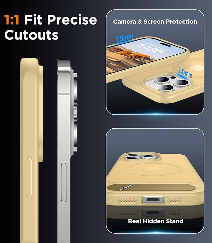 Magnetic Compatible with iPhone 14 Pro Case, [Built-in Invisible Kickstand][Compatible with MagSafe] [Military Grade Shockproof] Slim Translucent Matte Phone Case for iPhone 14 Pro 6.1"