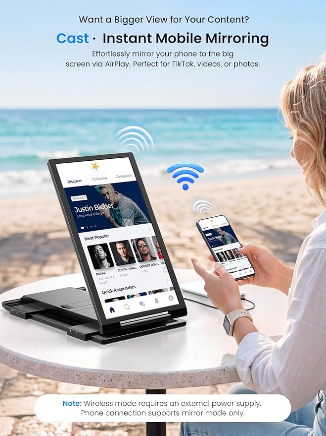 UPERFECT Laptop Screen Extender 14'', 1080P 125%sRGB Triple Portable Monitor, Ultra-Slim Dual Travel Monitor USB-C Wireless Plug and Play Extender Screen for MacOS/Windows/Android, Fits 14-17" Laptop