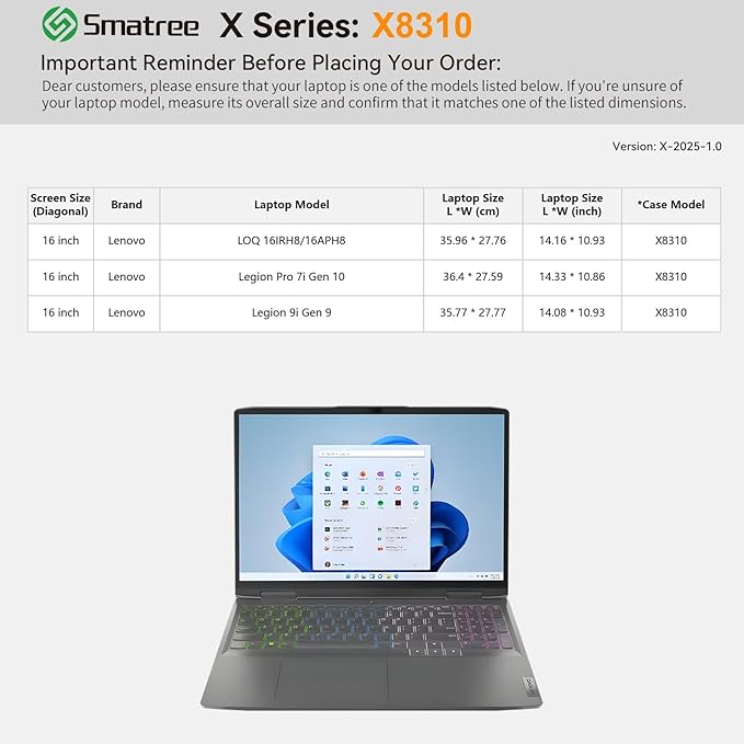 Smatree Hard EVA Protective Sleeve Case Compatible for 16 inch Lenovo Legion Pro 7/7i Gen 10, for 16 inch Lenovo Legion 9i Gen 9,for 16inch LOQ 16IRH8/16APH8 Gaming Laptop,Green(X8310G)