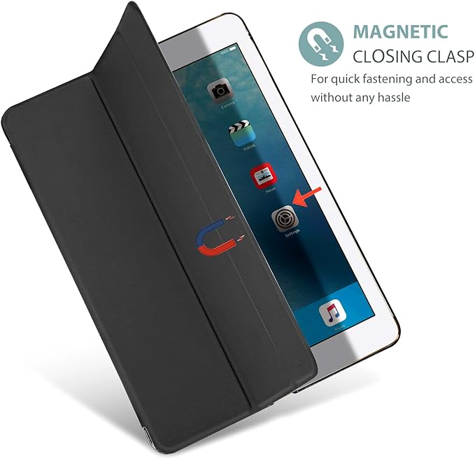 ProCase Smart Case for iPad 9.7 Inch iPad 6th/5th Generation 2018 2017(Model: A1893 A1954 A1822 A1823), Ultra Slim Lightweight Stand Cover with Translucent Frosted Back -Black