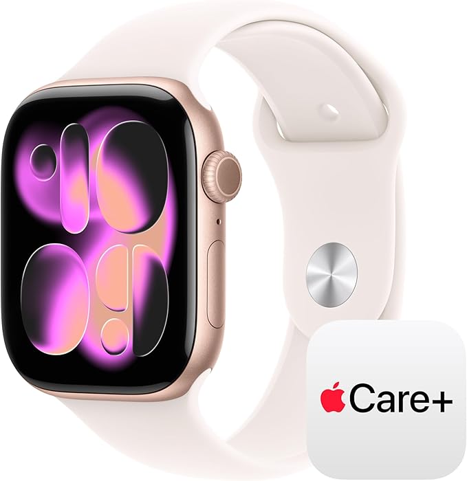 Apple Watch Series 11 [GPS 46mm] Smartwatch with Rose Gold Aluminium Case with Light Blush Sport Band - M/L. Sleep Score, Fitness Tracker, Health Monitoring with AppleCare+ (2 Years)