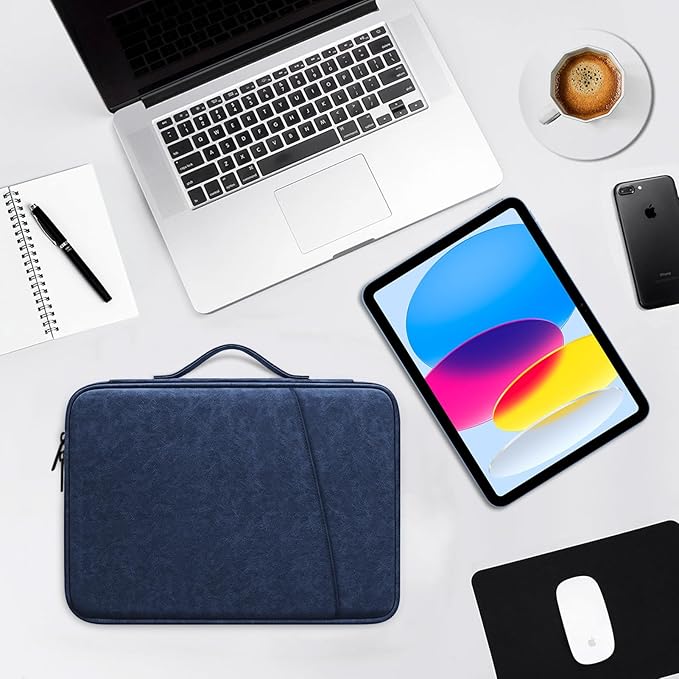 DTTO 9-11 Inch Tablet Sleeve Bag for iPad A16 11-in/Air 11-in M3 M2, iPad 10th Gen 10.9", iPad 9/8/7th Gen 10.2", iPad Air 5/4th Gen 10.9", iPad Pro 11, Galaxy Tab A9+, Waterproof Travel Bag, Navy