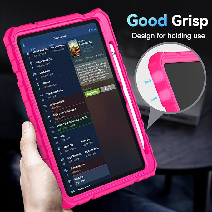 Grifobes for iPad A16 Case 11th Generation 11 inch 2025 / iPad 10th Generation Case 10.9 inch 2022, Heavy Duty Military Grade Shockproof Cover with Pencil Holder for i Pad 11/10 Gen (Hot Pink)