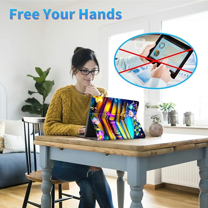 for 7" Kindle Paperwhite 12th Generation 2024/2025 & Kindle Colorsoft Signature Edition Tablet Case, Slim Kickstand Stand Leather Smart Cover with Auto Wake/Sleep, Blue Book Flower