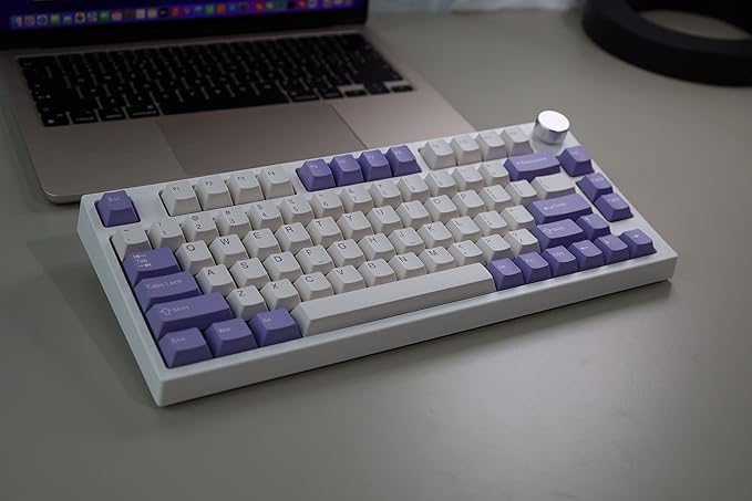 NJ80-AP Wireless Mechanical Keyboard with Knob Bluetooth 5.0/2.4G/Wired Connection 75% Hot Swappable Custom RGB Programmable Gaming Keyboard with PBT Keycap for Win Mac