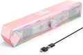 Tylubio Computer Speakers for Pc Desktop with Clear Sound, Flowing LED PC Speaker for Computer Desktop Laptop Monitor, Bluetooth & USB Input - Pink