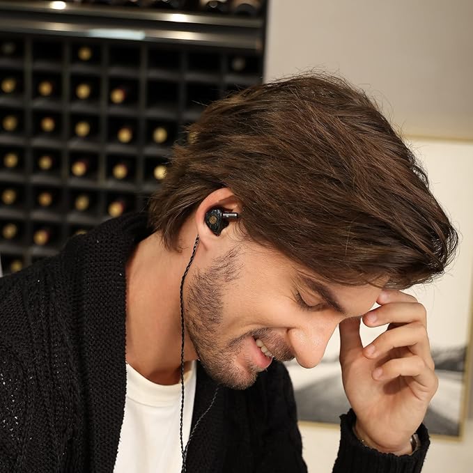 TINHIFI T3 Plus 10mm LCP Dynamic Driver IEM, HiFi Wired Earbuds with Balanced Sound & Deep Bass, 3D Printed Marble Texture Shell, Detachable 2Pin Silver-Plated Cable for Musician Audiophile