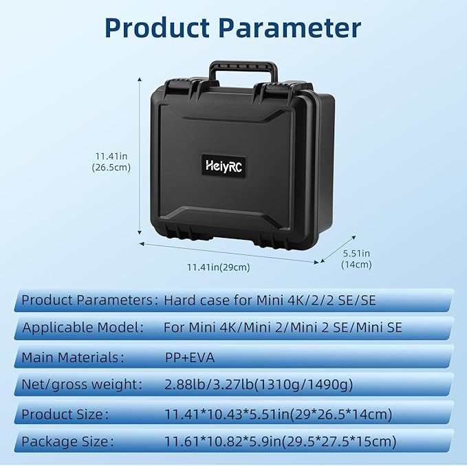 HeiyRC Mini 2 SE 4K Case, Waterproof Carrying Hard Case Hardshell Portable Travel Box for DJI Mavic Mini 2 SE/4K/2 Fly More Combo for Specta Drone Accessories