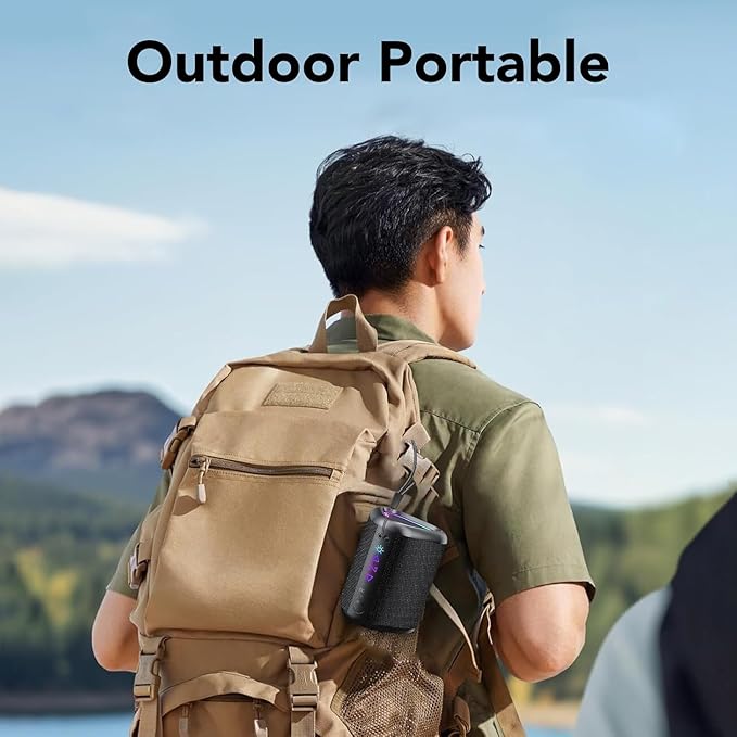 aowoka Bluetooth Speaker, 2025 Portable Wireless Speakers with Led Light, Bluetooth 5.4, 24H Playtime, Enhanced Bass, IPX7 Waterproof, Outdoor Speaker for Travel, Sport, Party, Biking.
