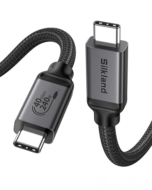 Silkland USB 4 for Thunderbolt 4 Cable [USB-IF Certified], 40Gbps Data Sync, 240W PD 3.1, 8K/5K@60Hz, USB C Thunderbolt Cable 4FT/1.2M, Compatible for MacBook, iPhone 17/16, SSD, Docking, eGPU,Monitor