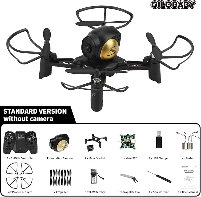 GILOBABY DIY Mini Drone Kit for Kids & Beginners — Build Your Own RC Quadcopter with Altitude Hold, Headless Mode, Indoor/Outdoor STEM Learning & Early Flight Courses, Bulk Educational Orders