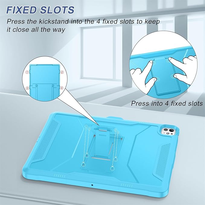 Soke Case for iPad Pro 13 Inch M5/M4 & iPad Air 13 Inch M4/M3/M2(2026/2025/2024), iPad Pro 12.9(2022 2021 2020,6th/5th/4th Gen), Rugged Shockproof Protective Cover - Cyan Blue