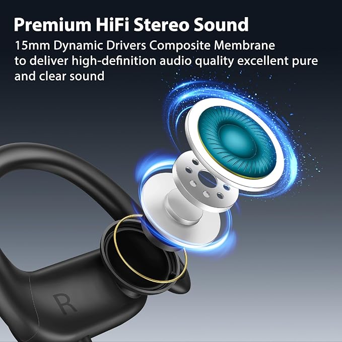 APETOO USB C Headphones with Earhook Mic & Volume Control, Type C Workout Wired Earbuds HiFi Stereo Sound in-Ear Sports Earphone for iPhone 17 16 15/Samsung/Google Kids Chromebook Laptop Travel, Black