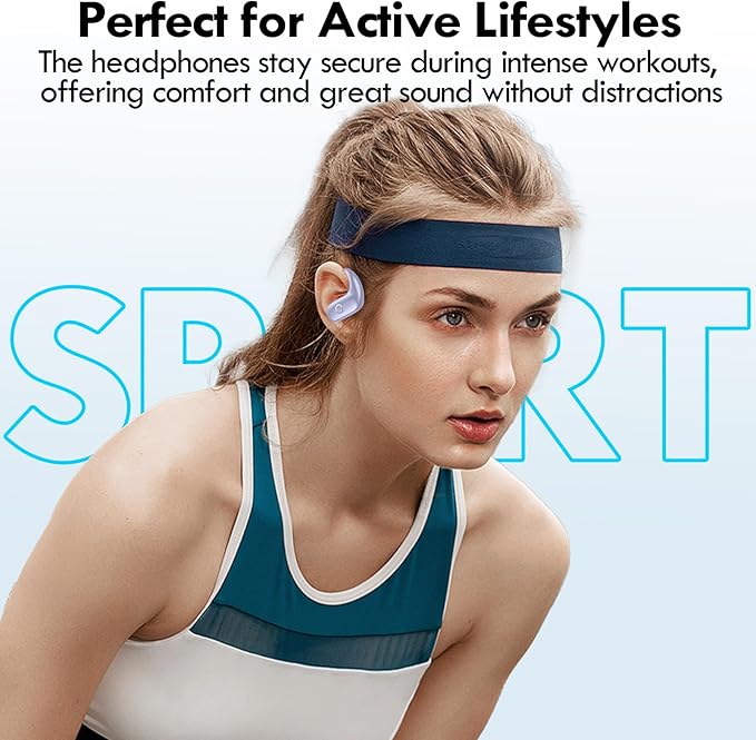 kurdene Wireless Earbuds Bluetooth Headphones Sport,Over Ear Buds with Deep Bass Sound,60Hrs Playtime Earphones Redesigned Comfort Fit with Earhooks for Running,Meeting,Workout-Purple