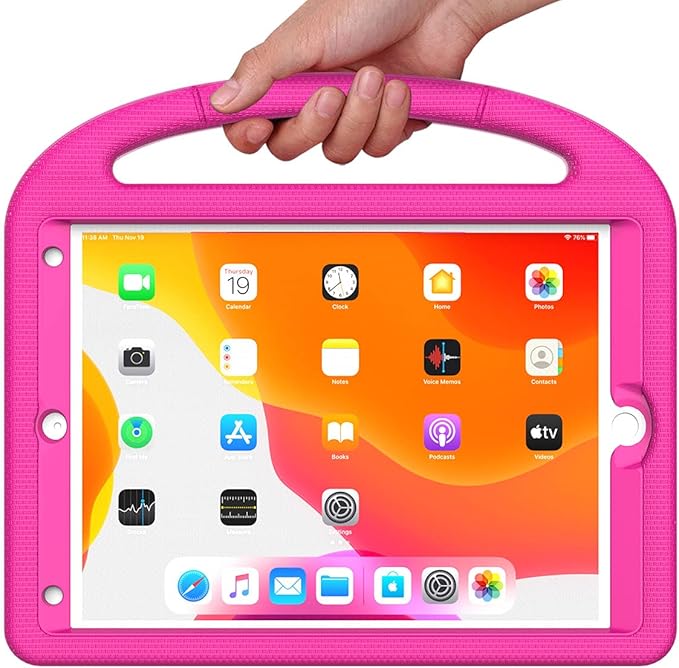 Kids Case for iPad 10.2 & 10.5, iPad 9th/8th/7th Generation 10.2" 2021 2020 2019 Case with Screen Protector, iPad Air 3rd Gen/Pro 10.5 inch Protective Cover with Handle Stand, Pink