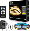 COB LED Strip Lights, ETL Listed Warm White Light Strip 3000K, 32.8ft 24V COB Lights with 3200 LEDs, CRI 90+, Remote, 24V Adapter, LED Lights for Cabinets, Home DIY Lighting Indoor Decoration