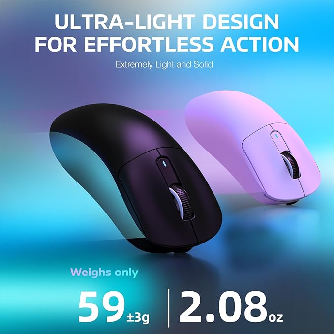 MANBASNAKE Attack Shark X3 Pro 4K/8K Hz Mouse, 59g Superlight BT/2.4G Wireless/Wired Gaming Mouse, PixArt PAW3395 Gaming Sensor, 26000 DPI, Programmable Buttons for Win11/Xbox/PS/Mac(Black)