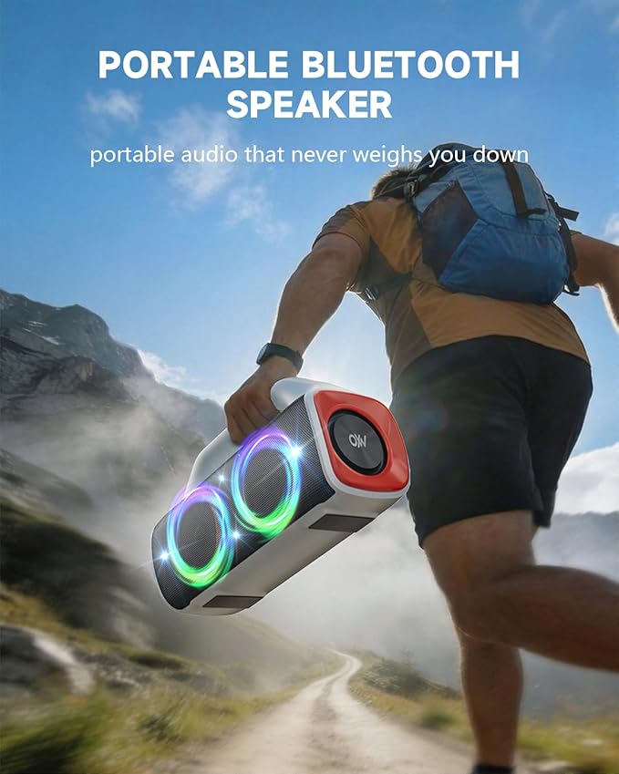 IPX67 Waterproof Bluetooth Speaker:80W(Peak) Loud Outdoor Portable Wireless Party Speakers with LED Lights,20H Playtime,Bluetooth 5.3,Deep Bass & TWS for Pool,Beach