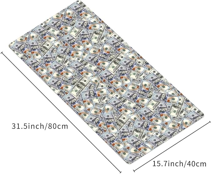 Funny 100 Dollar Bills Money Gaming Mouse Pad Hundreds of US Dollar Currency Non-Slip Rubber Mouse Pad for Computers, Laptop,Office, Home Rectangle Personalized Mousepad 31.5" x15.7"