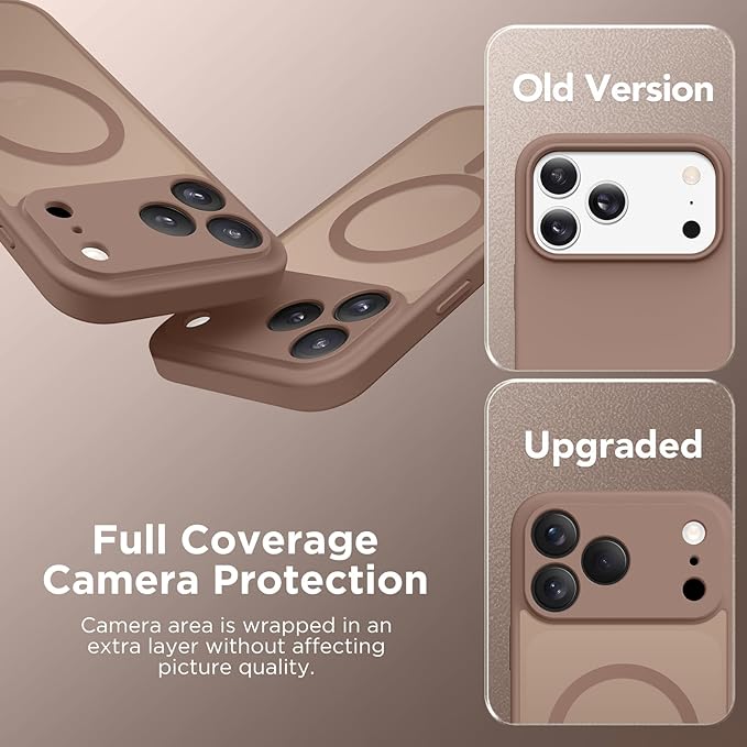 CAPRARO Magnetic for iPhone 17 Pro Max Case, Upgraded [Full Camera Protection] [Compatible with MagSafe] Protective Translucent Matte Women Girl Phone Case Cover, Brown
