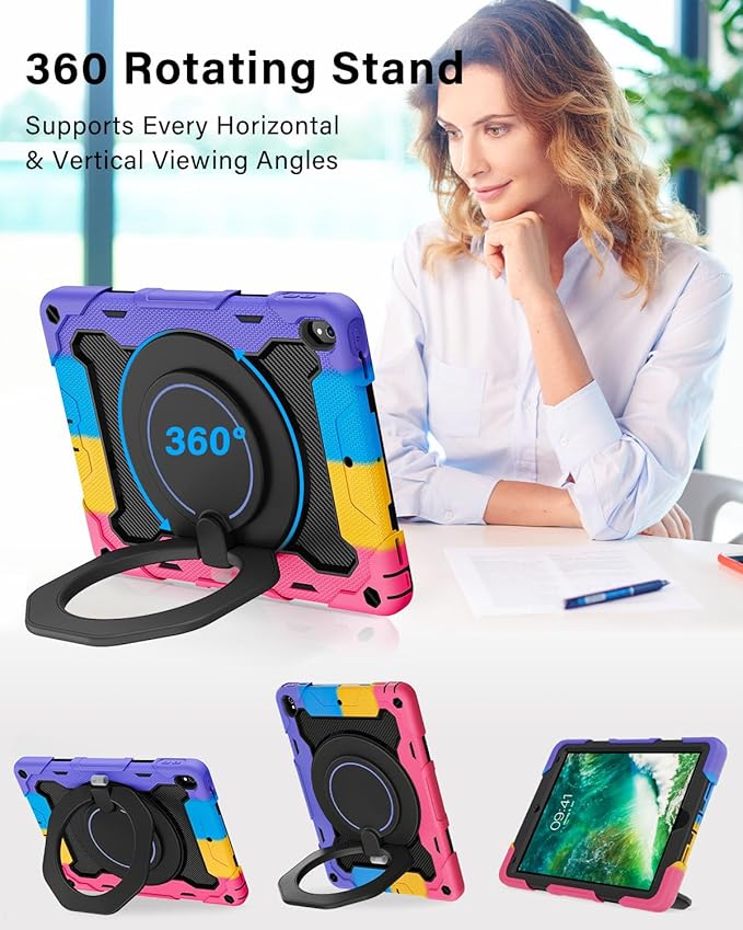 ROISKIN for iPad Pro 10.5 Case 2017/iPad Air 3rd Generation Case 2019, Rugged Heavy Duty Protective Cover with Screen Protector Pencil Holder, 360° Swivel Stand/Handle, Shoulder Strap for Kids