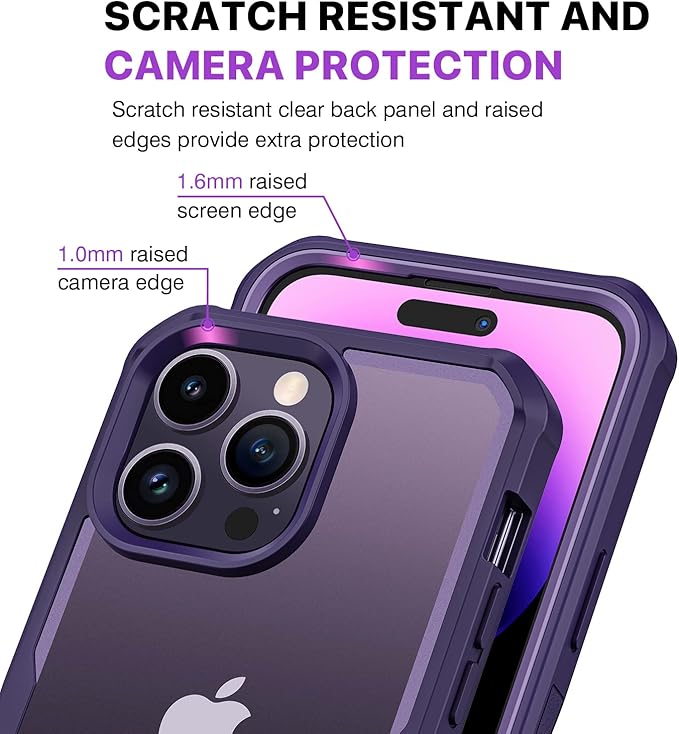 CENHUFO Privacy for iPhone 14 Pro Max Case, Full Body Phone Case with Built-in 9H Tempered Glass Privacy Screen Protector and Camera Lens Protector, Anti Peep Shockproof Bumper Cover - Deep Purple