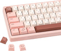 Cute Marshmallow Keycaps 134keys - PBT Cherry Profile Japanese Keycap - Five-Side Dye-Sublimation Pink & Off-White Keycaps Set Compatible with 60% 65% 75% TKL 104/108 Mechanical Keyboards