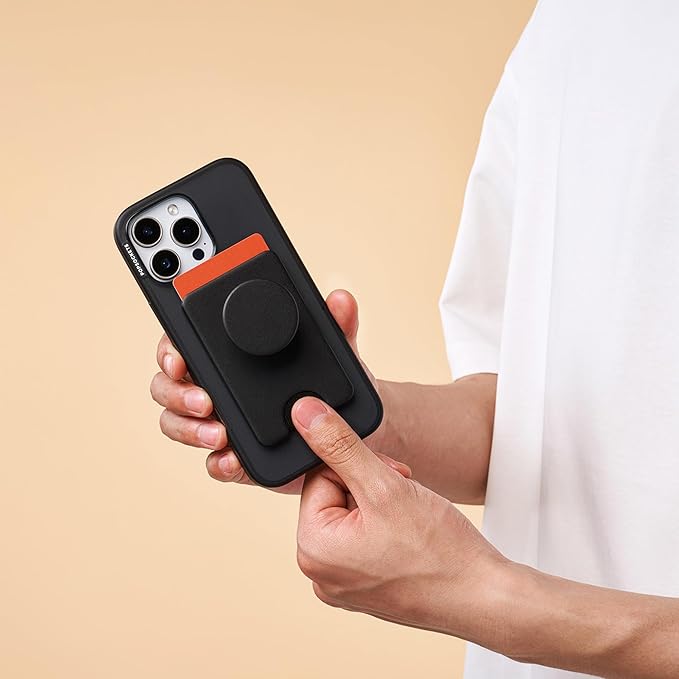 PopSockets Adhesive Phone Wallet and Card Holder with Grip - Black
