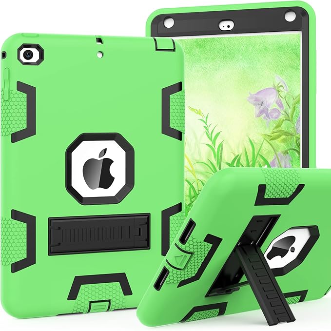 CCMAO iPad mini 5 Case 2019, iPad mini 4 Case 2015, Heavy Duty Shockproof Hybrid Protective Cover for iPad mini 5th/4th Generation 7.9 inch, Green+Black