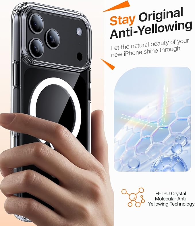 Magnetic for iPhone 17 Pro Case,[Anti-Slip][Compatible with MagSafe][Military Grade Drop Protection] Shockproof Protective Translucent Matte Phone Case for iPhone 17 Pro Case,Clear