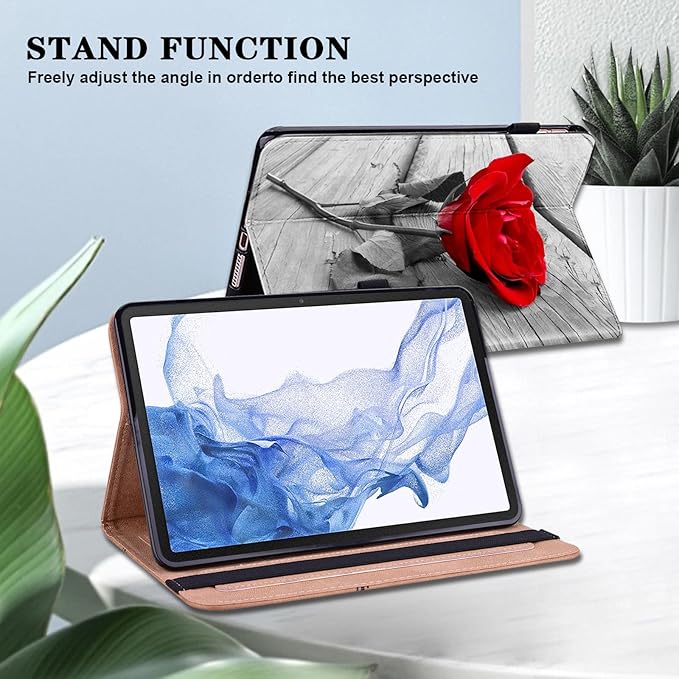Case for iPad mini 7 A17 Pro 8.3 Inch 2024,iPad mini 6th Generation Case 2021,PU Leather Slim Protective Cover with Card Slots - One Rose