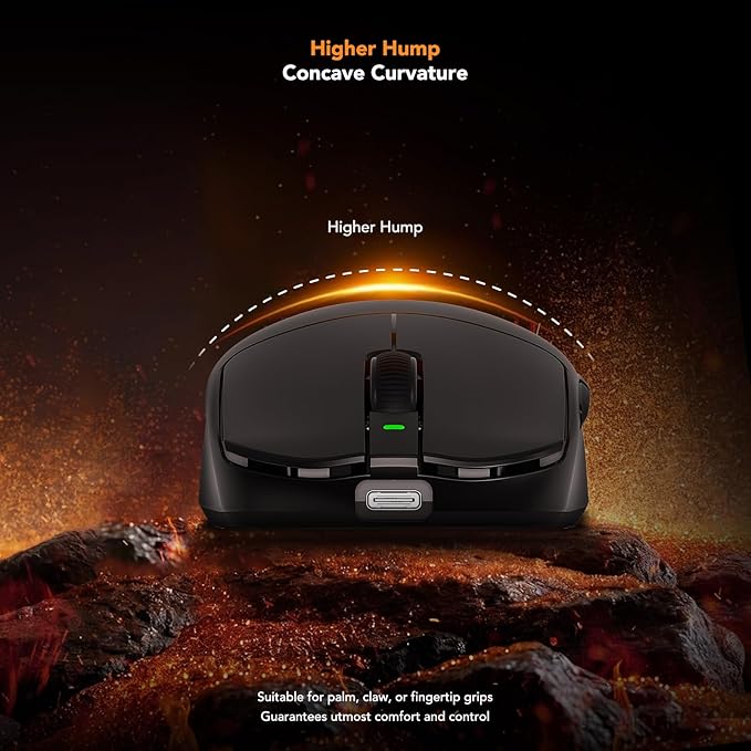 KYSONA Mercury Wireless Gaming Mouse，41g Ultalight, PAW3395 Sensor, 8K Polling Rate,26000 DPI,5 Programmable Buttons Optical Mice for PC/MAC/Laptop,Black