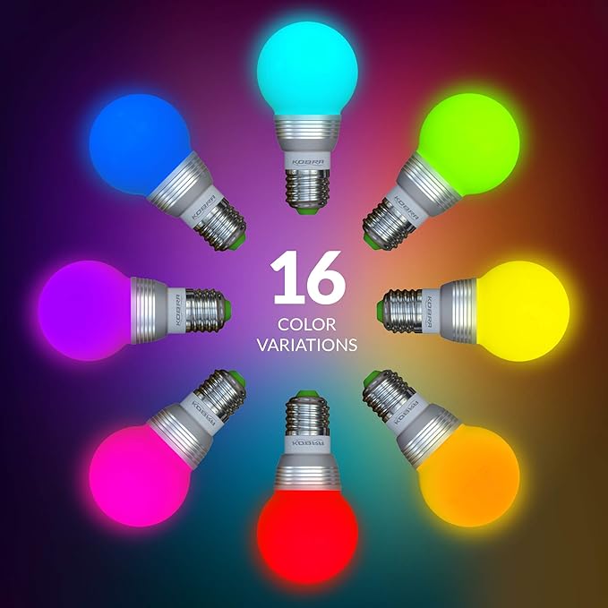 Kobra LED Color Changing Light Bulb with Remote Control (4-Pack) - 16 Different Color Choices Smooth, Fade, Flash or Strobe Mode - Smart Remote Lightbulb - RGB & Multi Colored