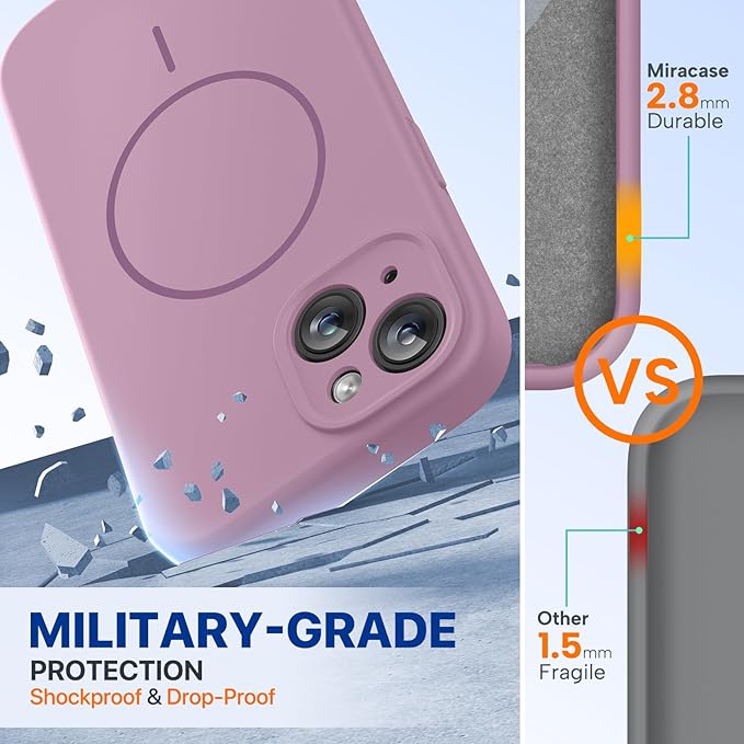 Miracase Compatible with iPhone 15 Case, [Soft Anti-Scratch Microfiber Lining], Liquid Silicone Case Gel Rubber Shockproof Drop Protection Phone Case for iPhone 15, Blackcurrant